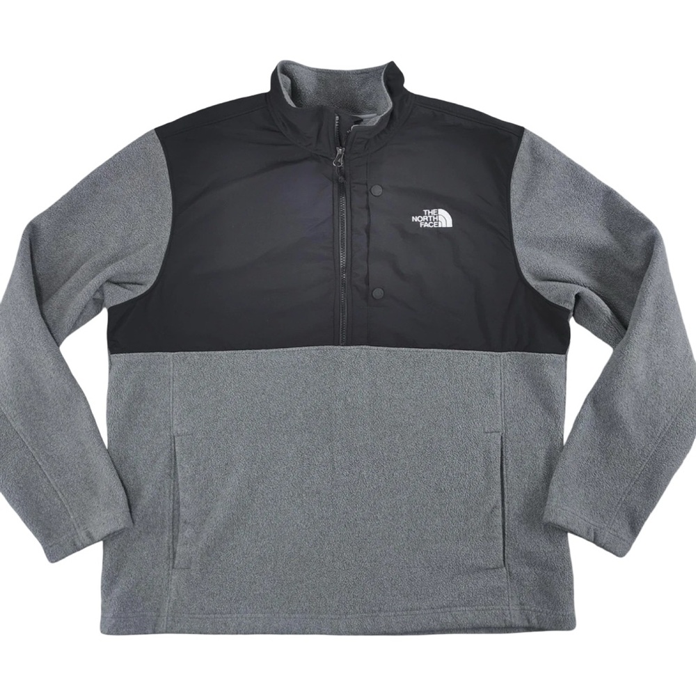 THE NORTH FACE FLEECE HALF-ZIP MENS PULLOVER JACKET TNF BLACK GREY (SIZE LG) EUC